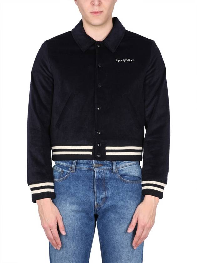 Wellness Corduroy Bomber Jacket Navy - SPORTY & RICH - BALAAN 7