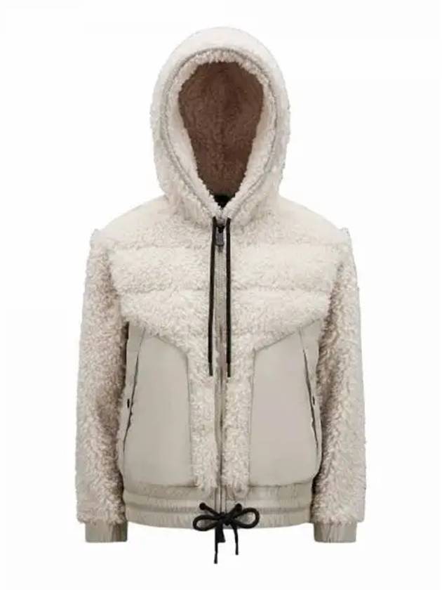 Grenoble Shearling Hooded Zip Jacket Ivory Women s 233351 - MONCLER - BALAAN 1