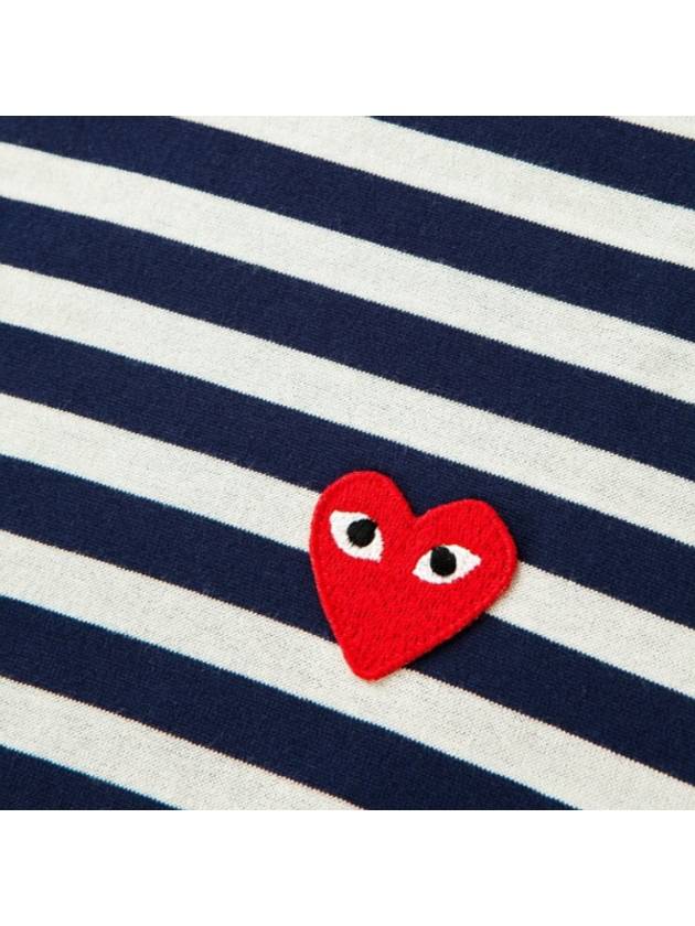 Red Heart Wappen Stripe Long Sleeve T-Shirt Blue P1 T0101 - COMME DES GARCONS - BALAAN 7