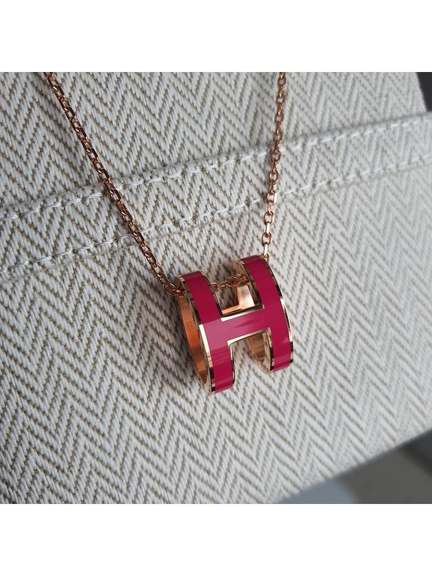 Pop-Ache H Pendant Rose Gold Necklace Rose Extreme - HERMES - BALAAN.