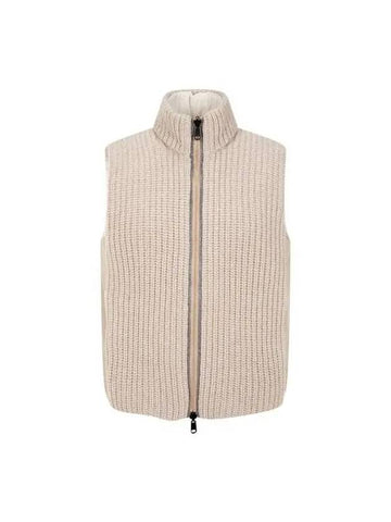 Women s Knit Panel Reversible Padding Vest Beige 271874 - BRUNELLO CUCINELLI - BALAAN 1