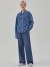 Denim Color Block Wide Pants Indigo - RYUL+WAI: - BALAAN 3