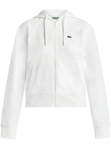 Essential Drawstring Zip-Up Hoodie White - LACOSTE - BALAAN 1