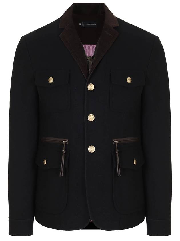 Men's Gold Button Layered Jacket Black - DSQUARED2 - BALAAN 1