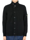 Lambswool Knit Cardigan Black - STONE ISLAND - BALAAN 3