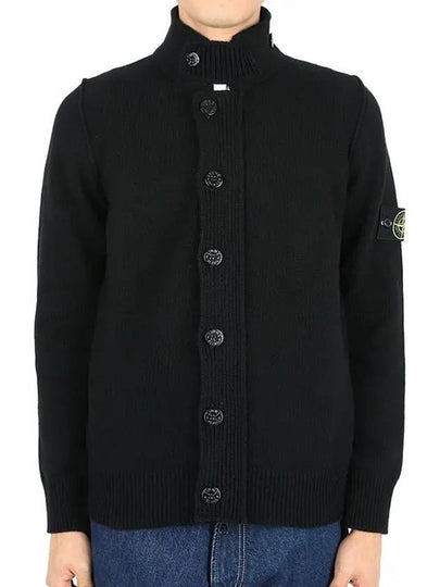 Lambswool Knit Cardigan Black - STONE ISLAND - BALAAN 2