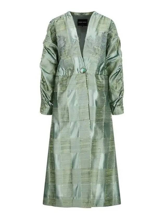 Women s Check Tissue One Button Coat Green - GIORGIO ARMANI - BALAAN 1