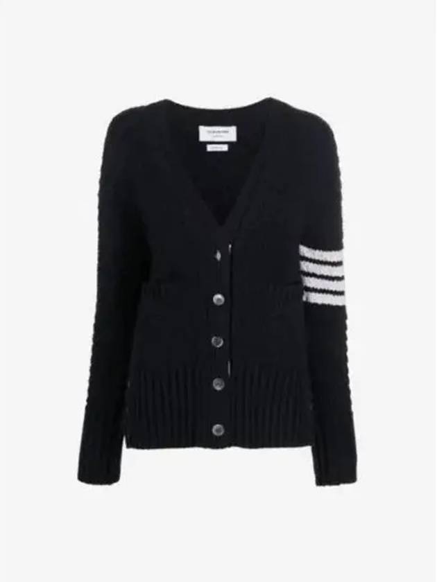 Chunky Link Merino 4 Bar VNeck Cardigan Navy - THOM BROWNE - BALAAN 2