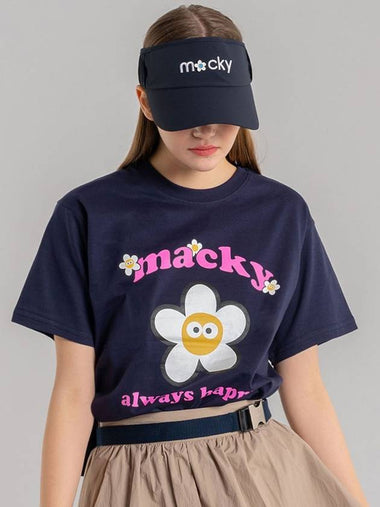 Print Always Happy Short Sleeve T-Shirt Navy MCSS23T 02NV - MACKY - BALAAN 1