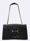 Gucci 449635 GG Logo Black Micro Cima Leather Horsebit Tassel Detail Emily Shoulder Bag - GUCCI - BALAAN 2