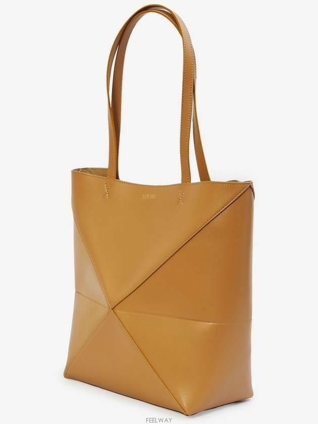 Puzzle Fold Medium Shiny Calfskin Tote Bag Brown - LOEWE - BALAAN 3