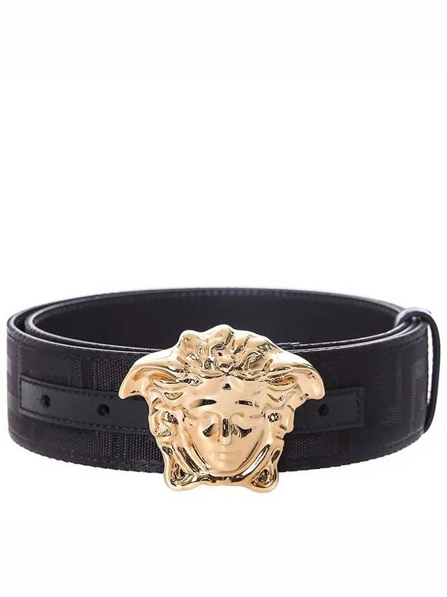 Berusace Greca Medusa Buckle Fabric Belt Black - VERSACE - BALAAN.