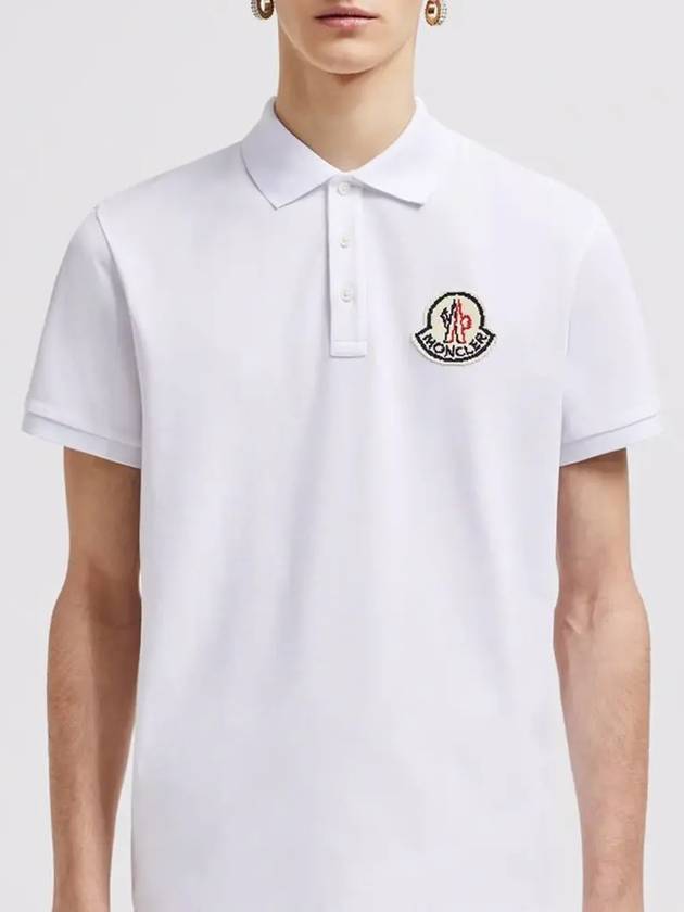 Logo Patch Cotton Polo Shirt White - MONCLER - BALAAN 3