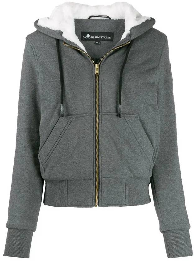 Fashion Bunny Fur Zip Up Hoodie Grey - MOOSE KNUCKLES - BALAAN 3