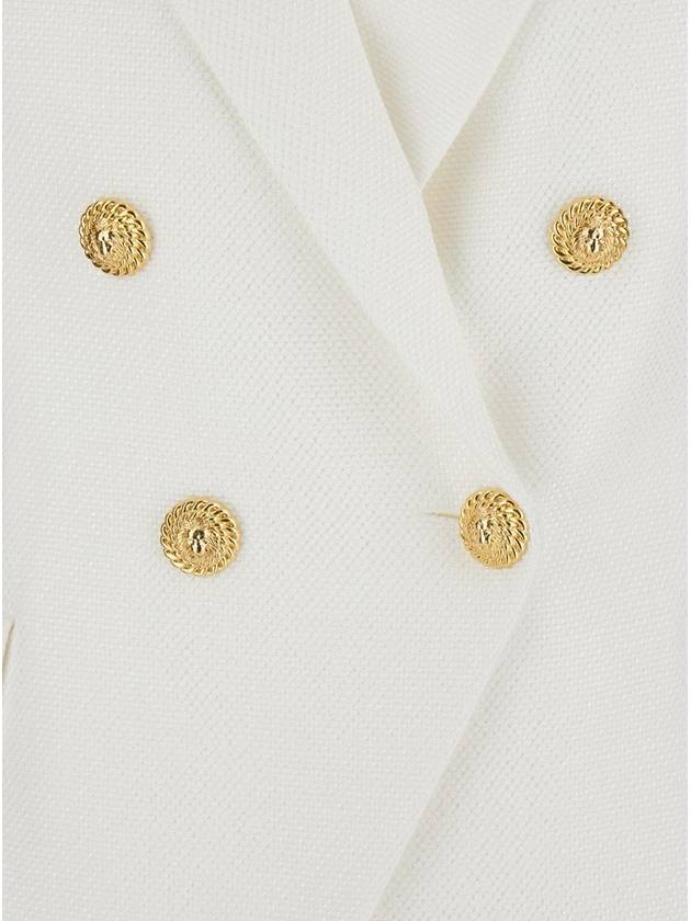 White Double-Breasted Jacket With Peak Lapels And Logo Buttons In Fabric Women - BALMAIN - BALAAN 3