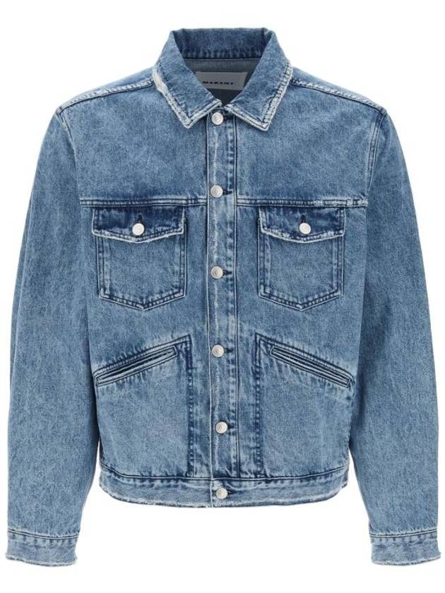 Jango Embroidered Logo Denim Jacket Blue - ISABEL MARANT - BALAAN 2