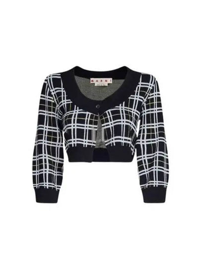 Check Pattern Crop Cardigan Black - MARNI - BALAAN 2