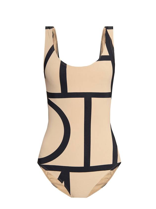 Monogram One-Piece Swimsuit Beige - TOTEME - BALAAN 1