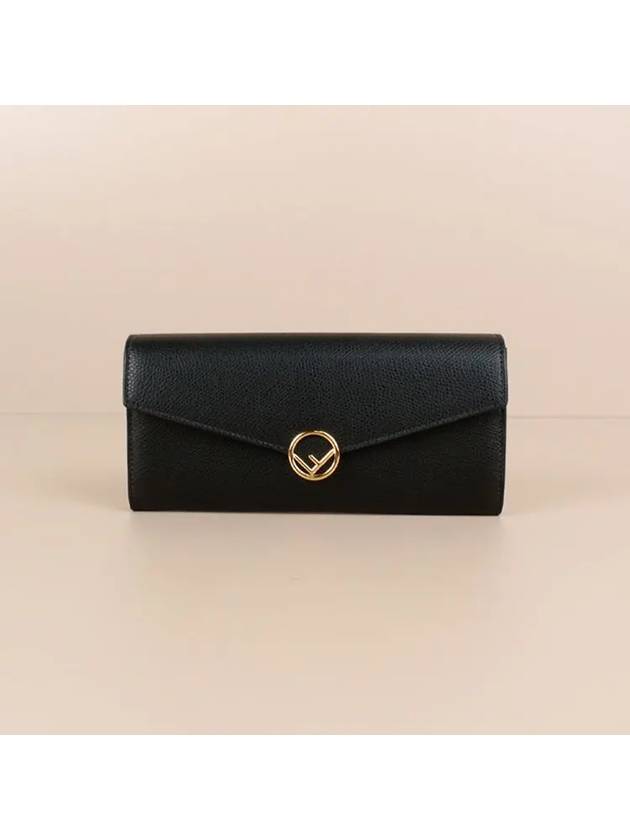 logo flap long wallet black - FENDI - BALAAN 3
