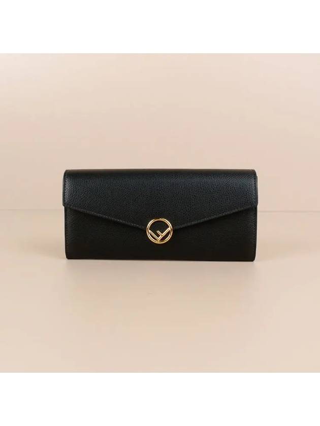 Logo Flap Long Wallet Black - FENDI - BALAAN 4