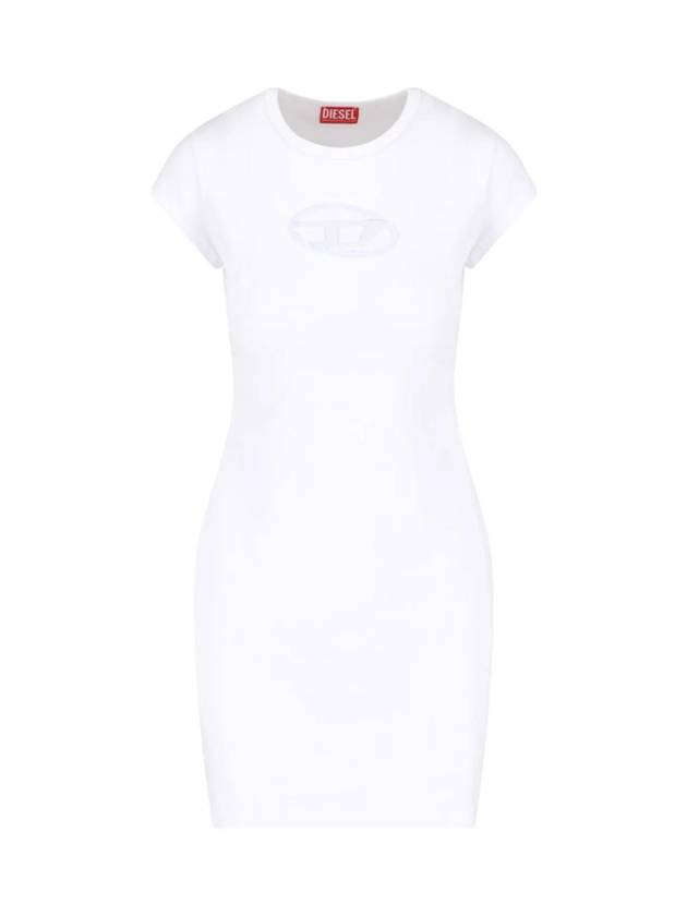 Women's D Angel Logo Cutout Short Dress White - DIESEL - BALAAN 1