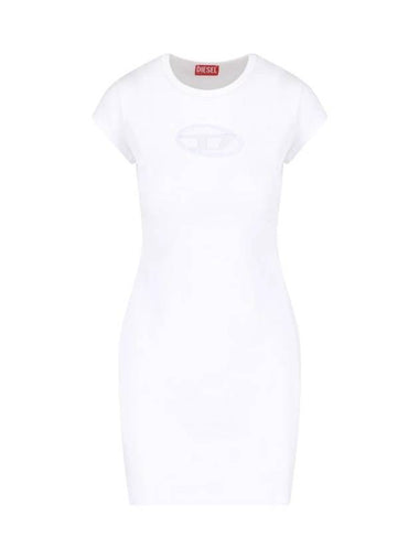 Women's D Angel Logo Cutout Short Dress White - DIESEL - BALAAN 1