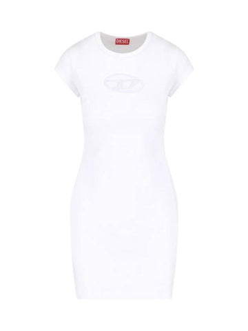 Women's D Angel Logo Cutout Short Dress White - DIESEL - BALAAN 1