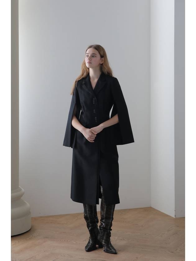 split sleeve button point long coat black - CAHIERS - BALAAN 1