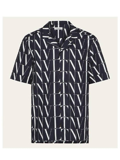 Men's Logo Pattern Short Sleeve Shirt Black - VALENTINO - BALAAN 2