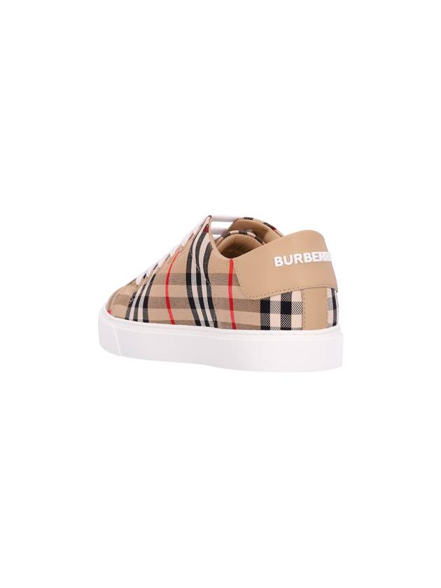 Vintage Check and Leather Sneakers Archive Beige - BURBERRY - BALAAN 4