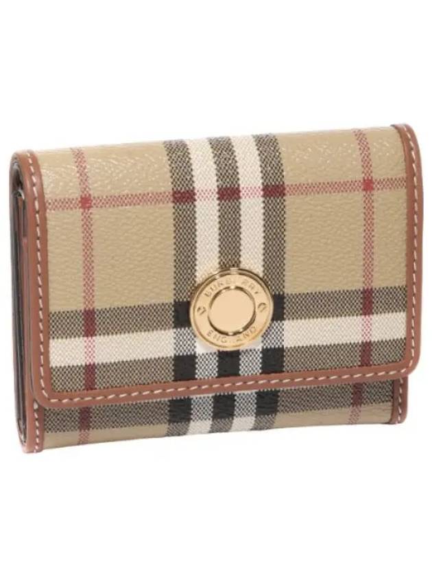 Check Leather Small Bicycle Wallet Women - BURBERRY - BALAAN 1