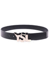 YSL Logo Leather Belt Black - SAINT LAURENT - BALAAN 5