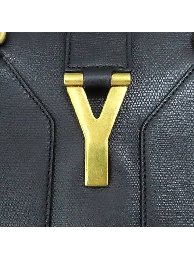 YSL Yip 274759 Black Leather Kabachic L Size Gold Logo Tote Bag - SAINT LAURENT - BALAAN 6