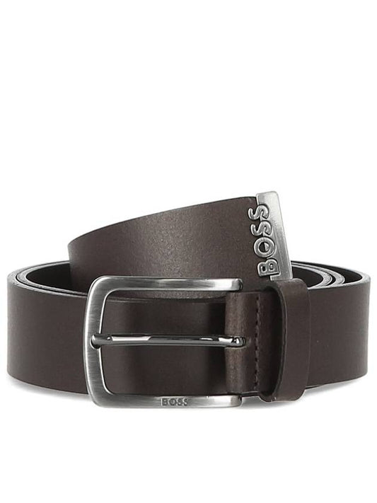 metal buckle leather belt dark brown - HUGO BOSS - 2