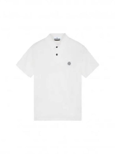 Logo Patch Short Sleeve Cotton Polo Shirt White - STONE ISLAND - BALAAN 2