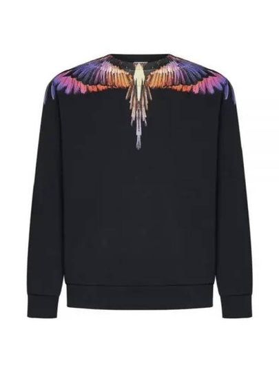 Icon Wings Printing Crew Neck Cotton Sweatshirt Black - MARCELO BURLON - BALAAN 2