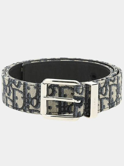 Logo Jacquard Leather Belt Black Beige - DIOR - BALAAN 2