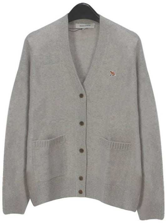 Baby Fox Patch Boxy Cardigan Light Grey Melange - MAISON KITSUNE - BALAAN 2