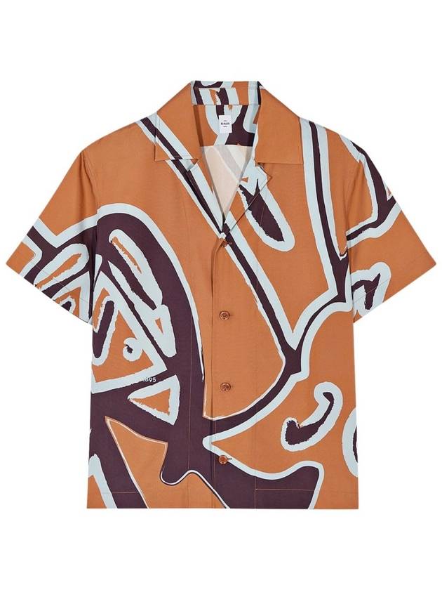 BELUTI Men's Orange Print Silk Short Sleeve Shirt R22HCS40 002 - BERLUTI - BALAAN 1