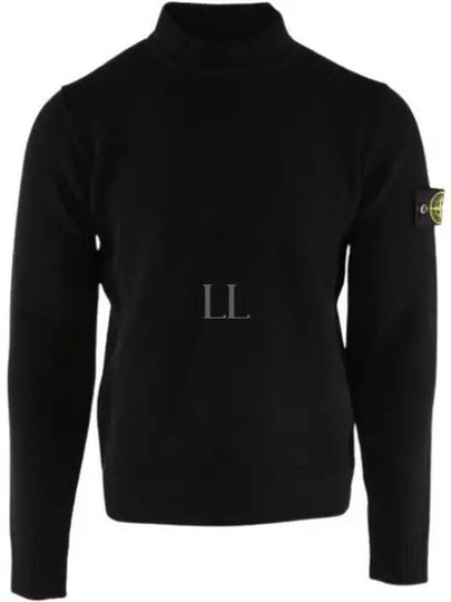 Mock Neck Virgin Wool Knit Top Black - STONE ISLAND - BALAAN 2