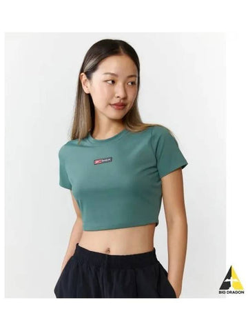 Lux Bold Crop Short Sleeve T Shirt Women Olive 100076117 - REEBOK - BALAAN 1