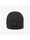 Embroidered Bear Knit Wool Beanie Charcoal - POLO RALPH LAUREN - BALAAN 3