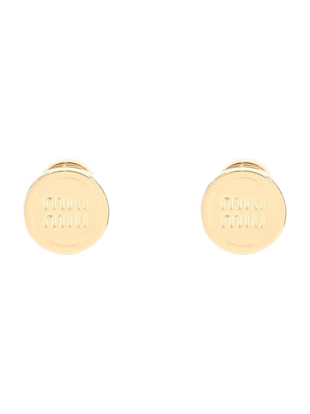 Round Logo Earrings Gold - MIU MIU - BALAAN 1