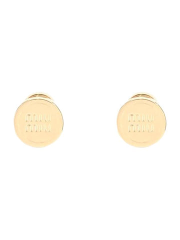 Round Logo Earrings Gold - MIU MIU - BALAAN 1