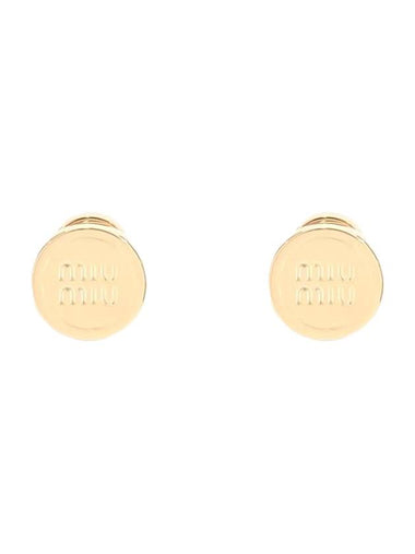 Round Logo Earrings Gold - MIU MIU - BALAAN 1