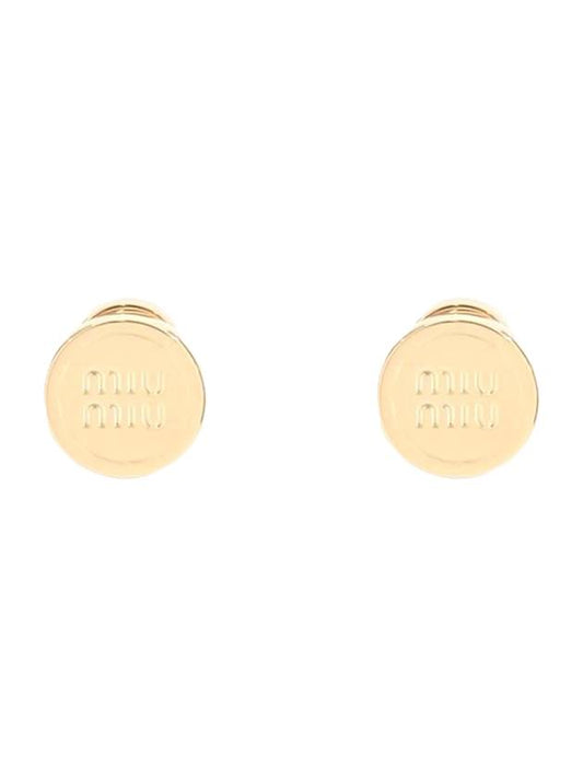 Round Logo Earrings Gold - MIU MIU - BALAAN 1