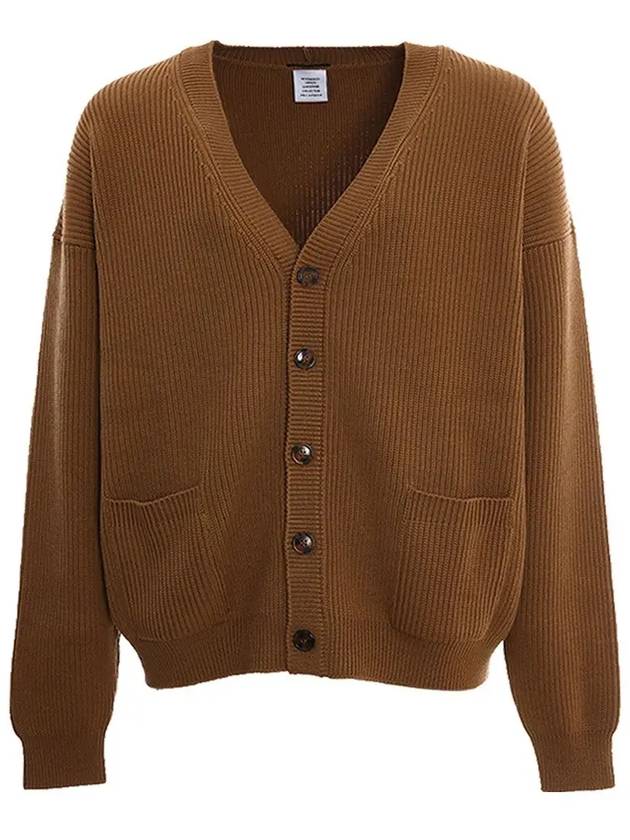 22SS UE52KN420C CAMEL Pocket Ribbed Camel Cardigan - VETEMENTS - BALAAN 1