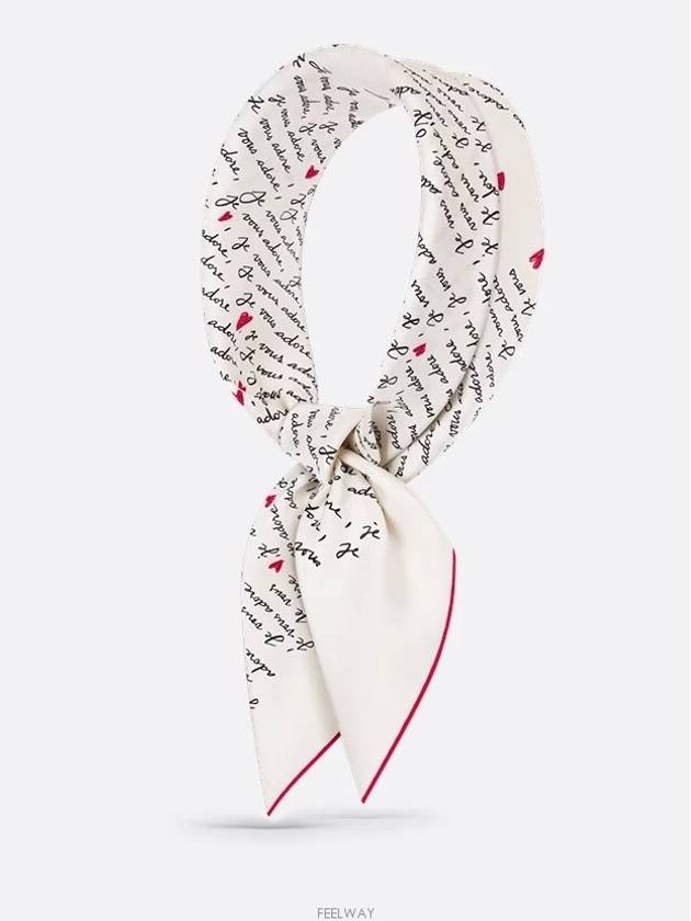 Dioramour 70 Square Scarf White Black Red Silk - DIOR - BALAAN 3