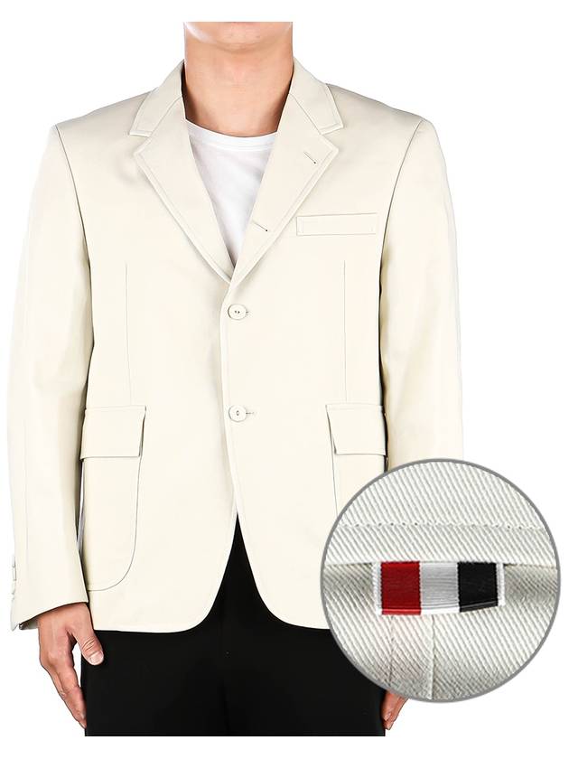 Dyed Gabardine Unconstructed Cotton Jacket White - THOM BROWNE - BALAAN 2