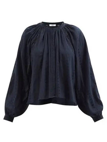 Lace insert gathered Janelle blouse CH0818 22P037E 01BK - ISABEL MARANT - BALAAN 1